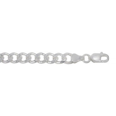 5.45mm Curb Pave Chain, 8" - 30" Length, Sterling Silver